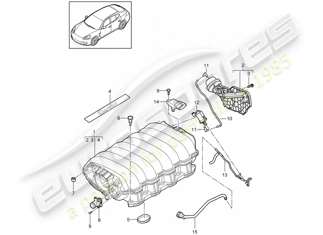 porsche 2010 (panamera 970) intake air distributor parts diagram