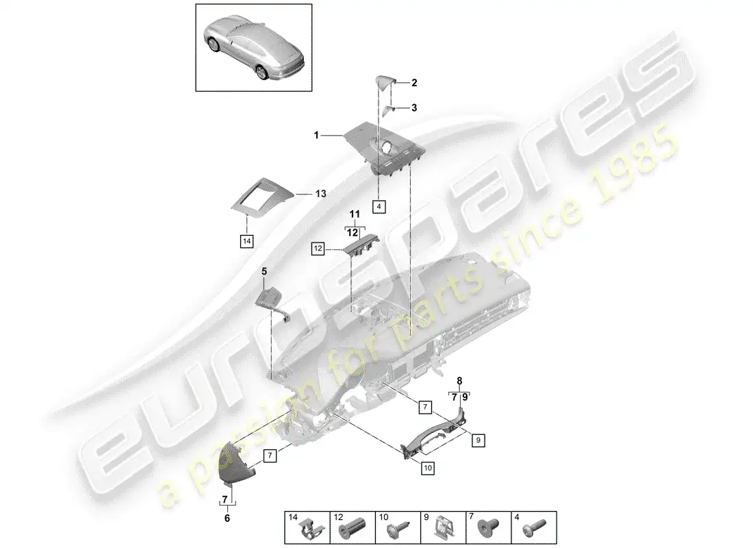 porsche 2017 (panamera 971-1) accessories parts diagram