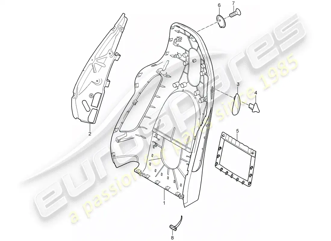porsche 2005 (997-1) backrest shell parts diagram
