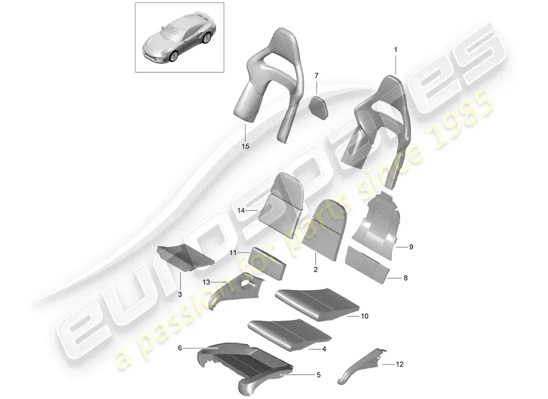 porsche 2019 (991-2 turbo) foam part parts diagram