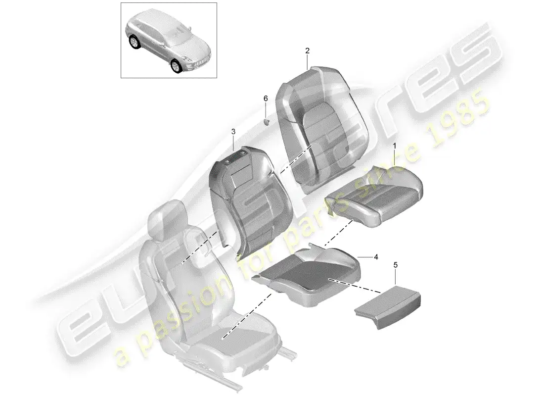 porsche 2016 (macan) backrest cover parts diagram