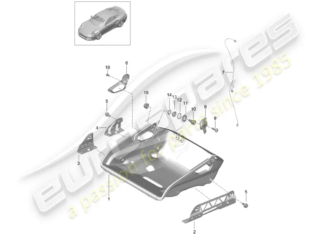 porsche 2019 (991-2 turbo) seat parts diagram