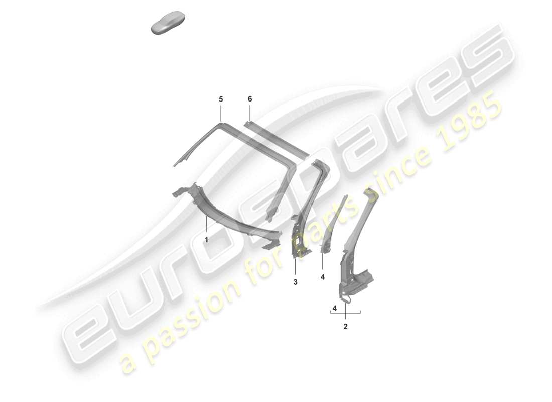 porsche 2023 (992-1 turbo / s) a-pillar scuttle cabriolet part diagram