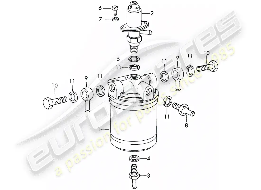 porsche 1967 (911/912) repair material - for - fuel filter - - bosch - - d - mj 1969>> parts diagram