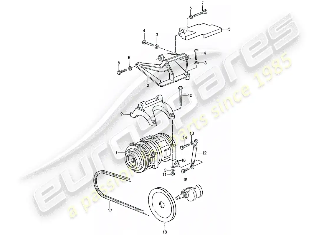 porsche 1988 (928) compressor - assembly parts diagram