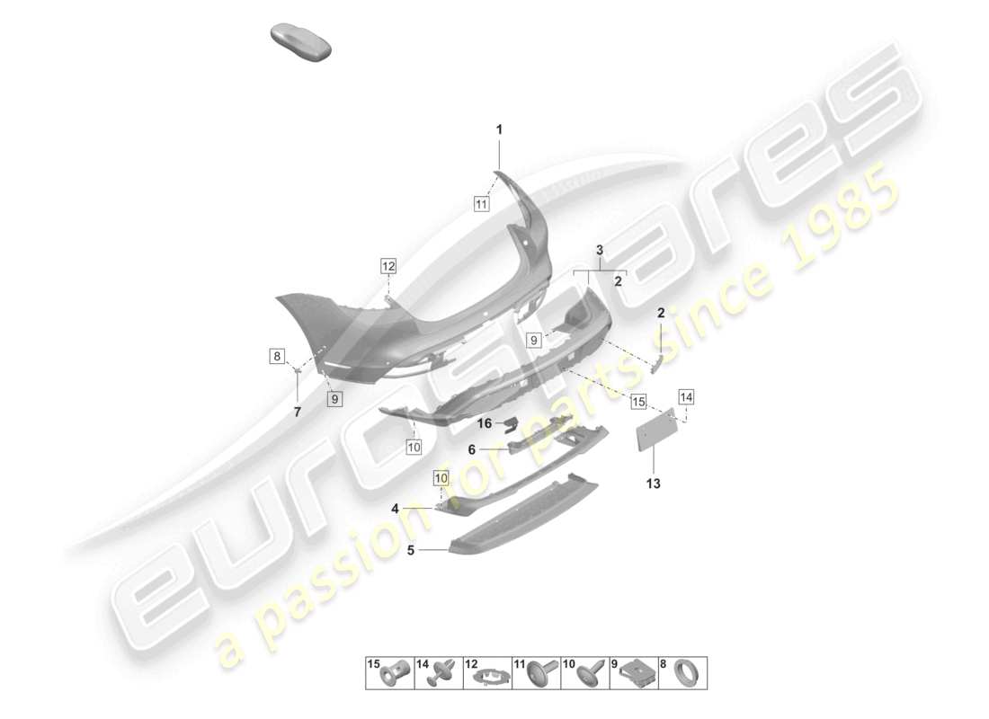 porsche 2020 (taycan 9j1-1) bumper rear gts part diagram