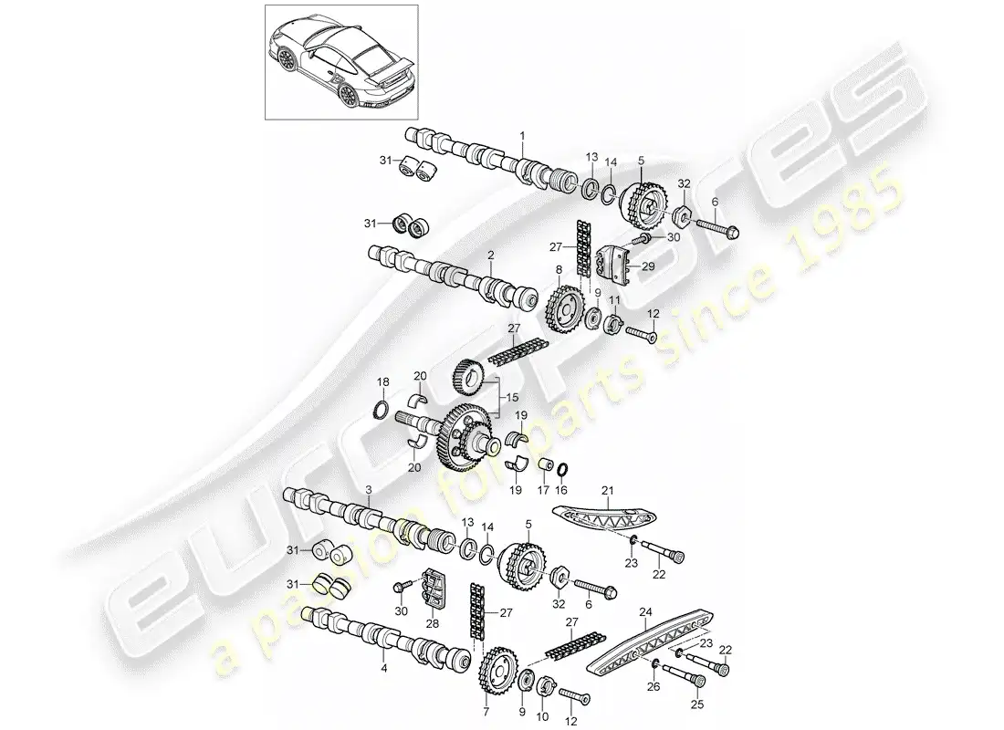 porsche 2011 (997-2 gt3) valve control parts diagram
