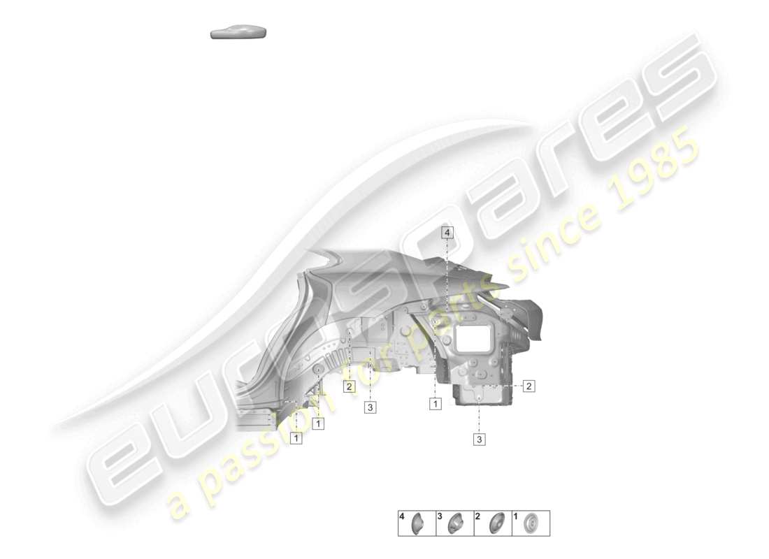 porsche 2023 (taycan 9j1-1) wheel housing left a. right rear end part diagram