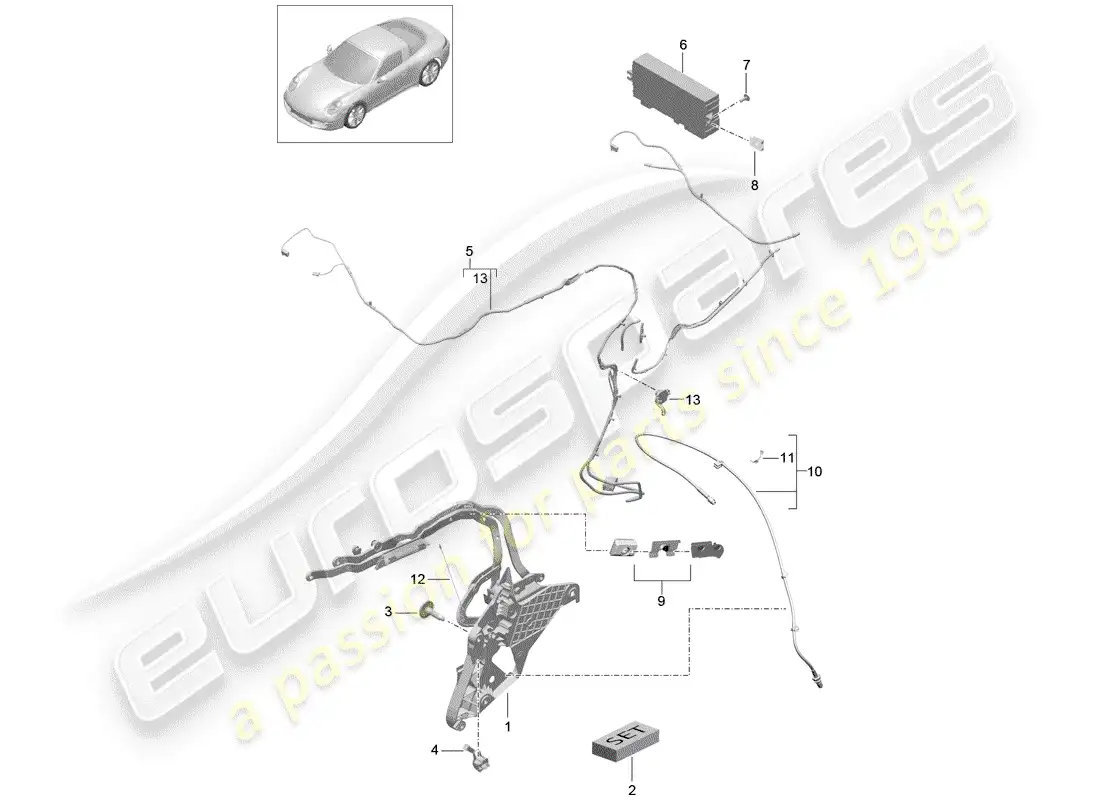 porsche 2016 (991-1) top frame parts diagram