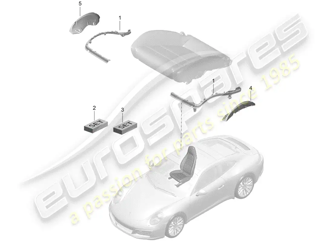porsche 2019 (991-2) padding for seat parts diagram