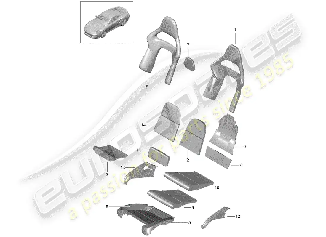 porsche 2019 (991-2 turbo) foam part parts diagram