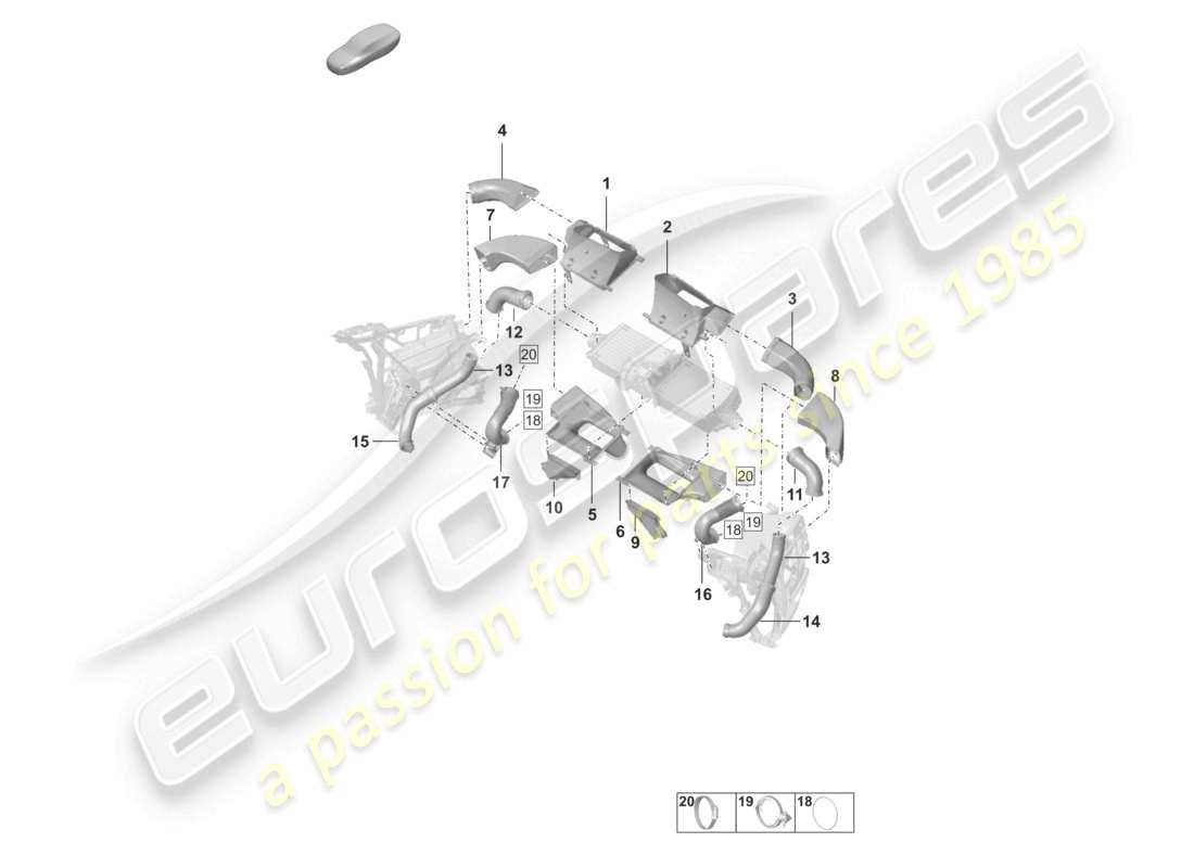 porsche 2022 (992-1) charge air cooler air guide parts diagram