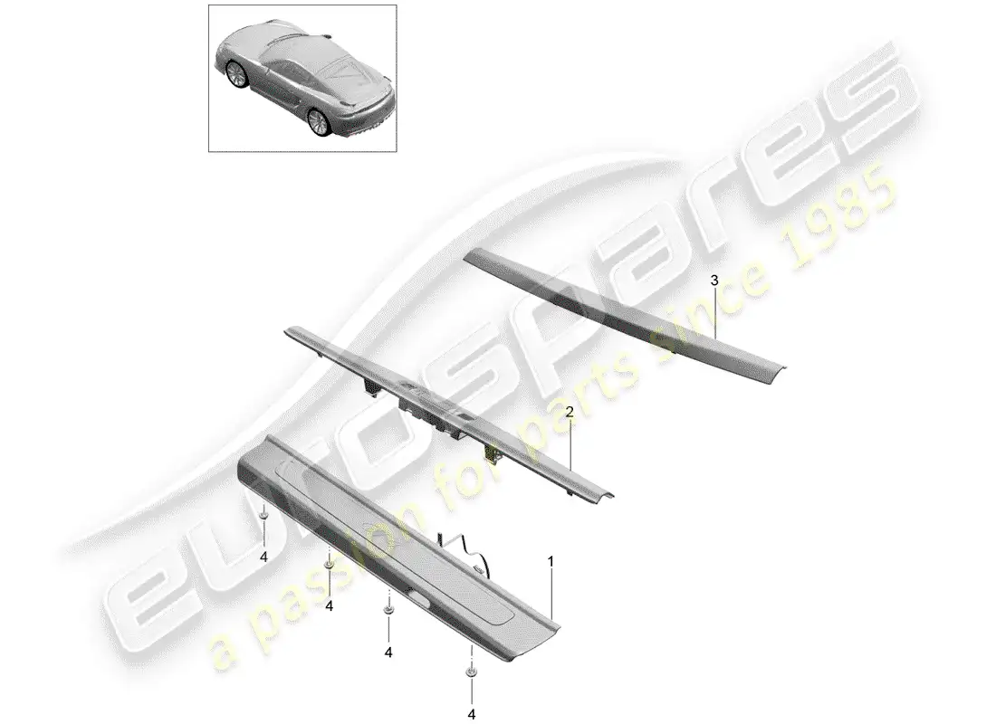 porsche 2016 (981 cayman gt4) scuff plate - sill panel part diagram