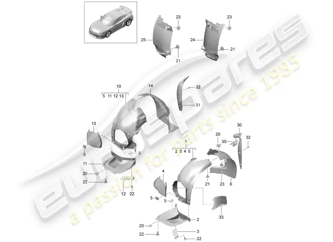 porsche 2016 (981 cayman gt4) trims part diagram