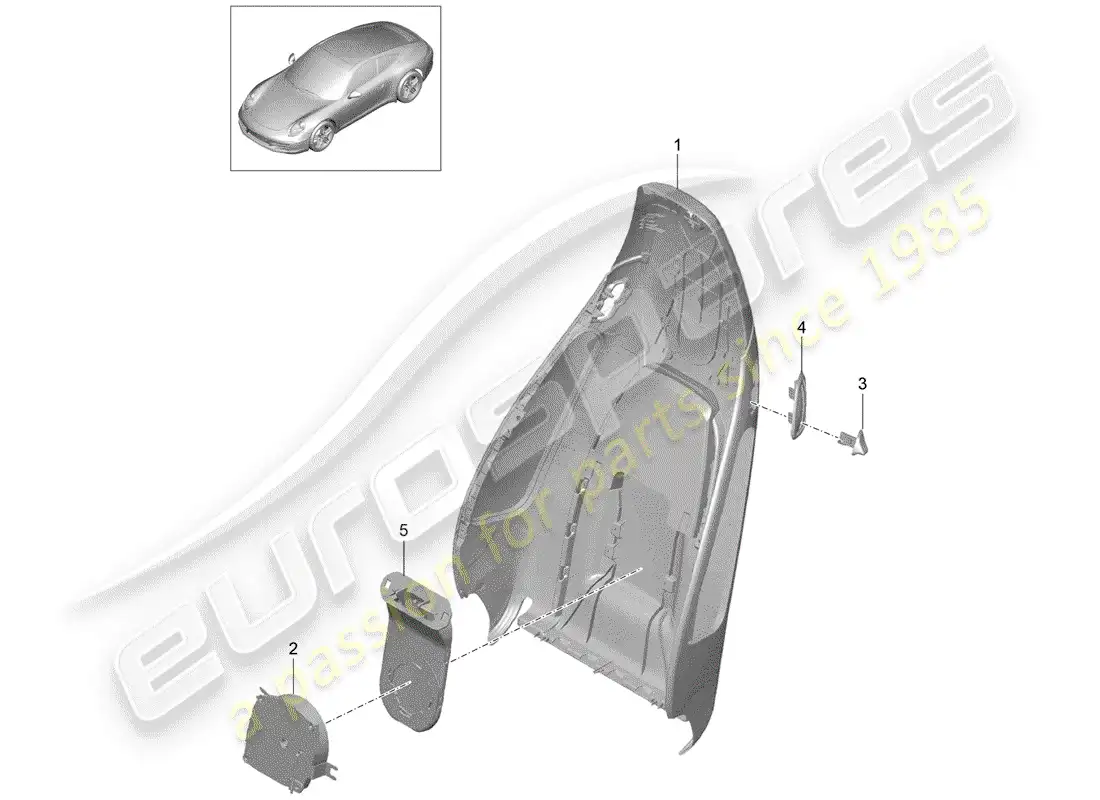 porsche 2012 (991-1) backrest shell parts diagram