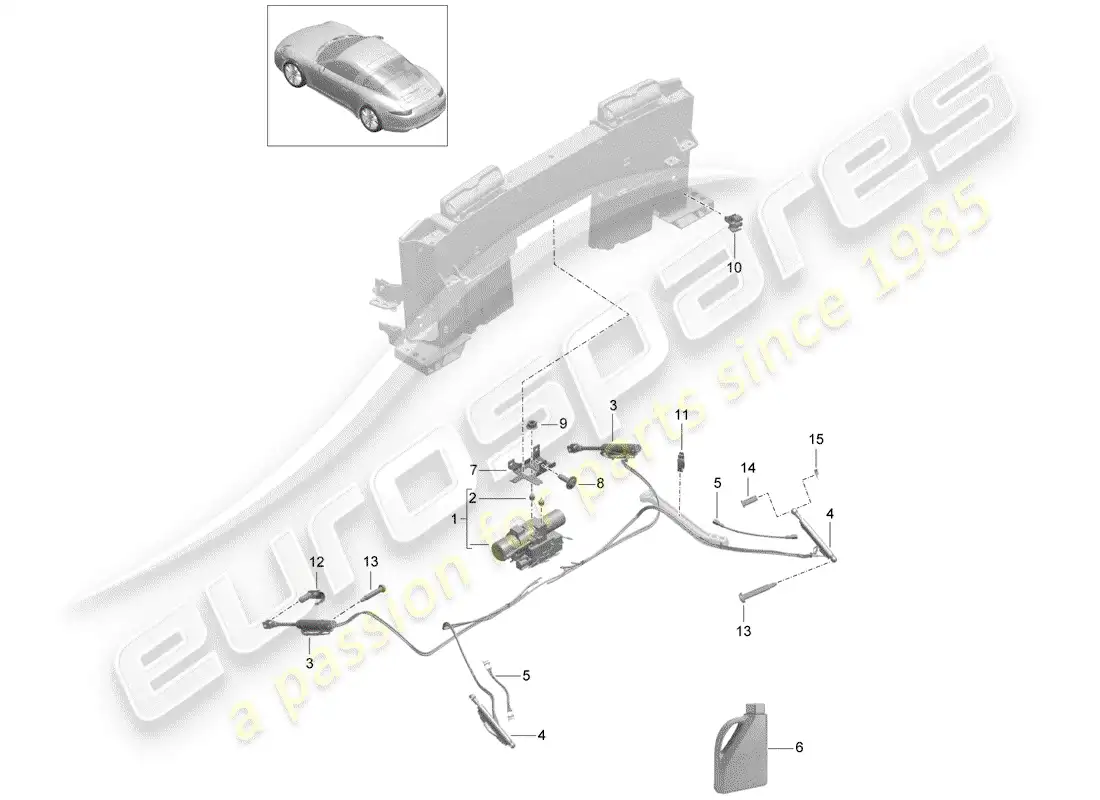 porsche 2016 (991-1) convertible top parts diagram