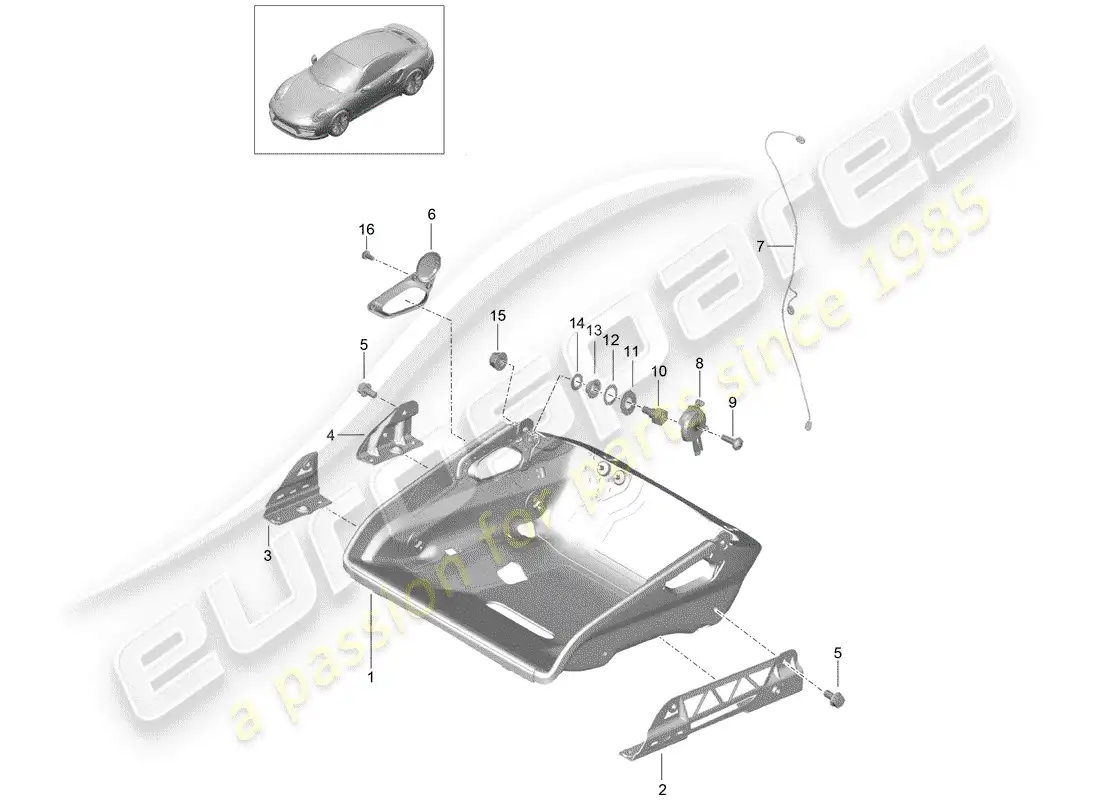 porsche 2019 (991-2 turbo) seat parts diagram