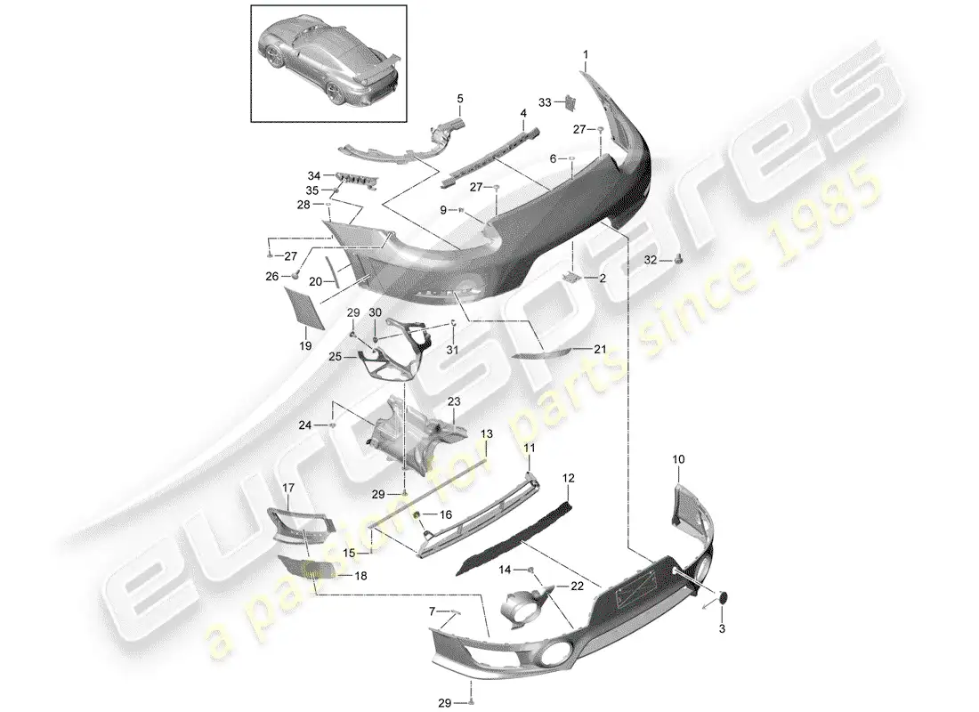 porsche 2015 (991-1 turbo) bumper parts diagram