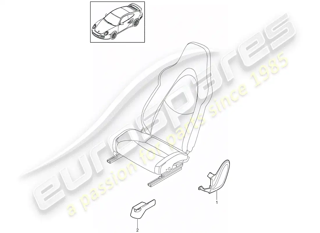 porsche 2012 (997-2 turbo / gt2 rs) front seat parts diagram