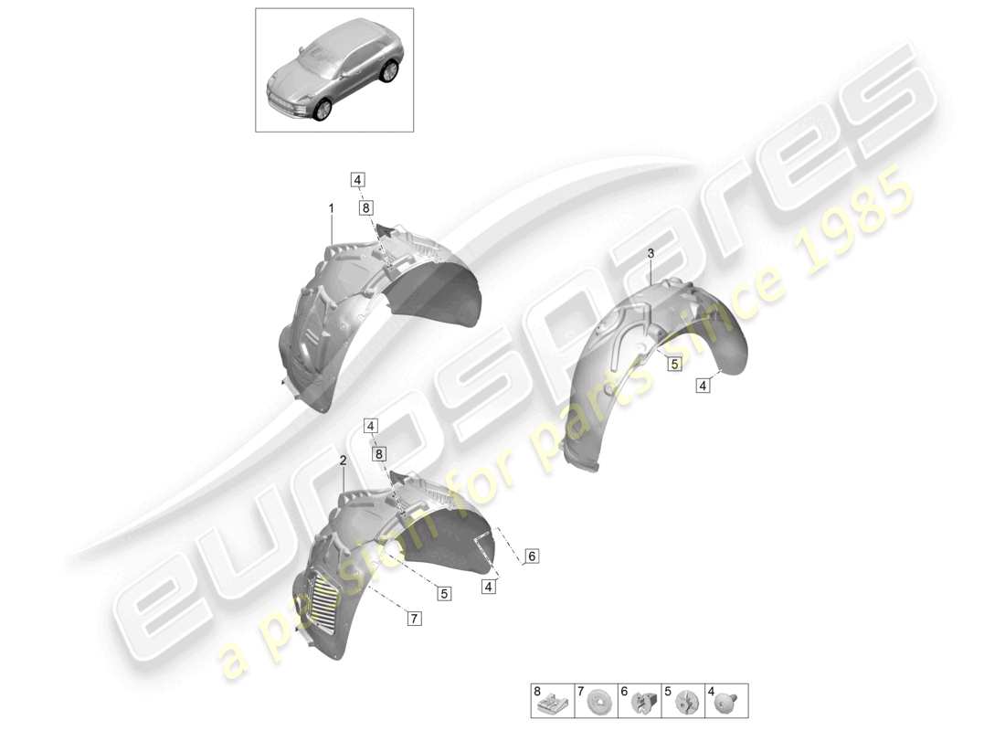 porsche 2024 (macan) wheel housing liner part diagram
