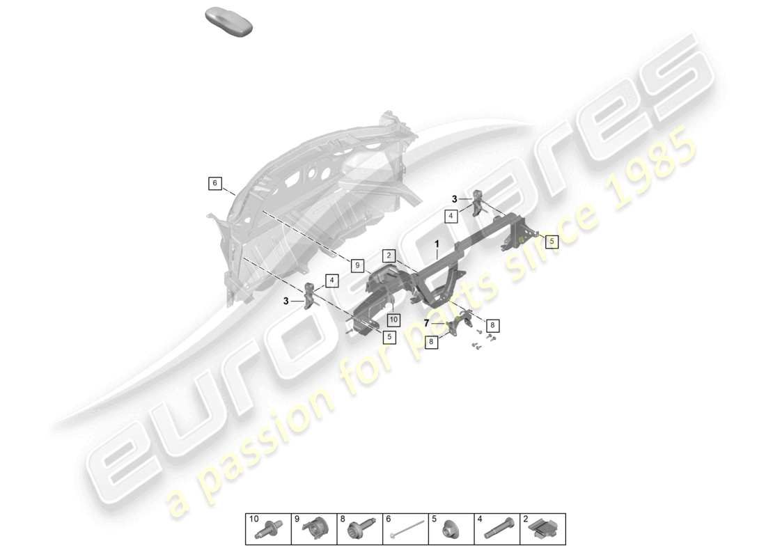 porsche 2024 (992-2) dashboard bracket part diagram