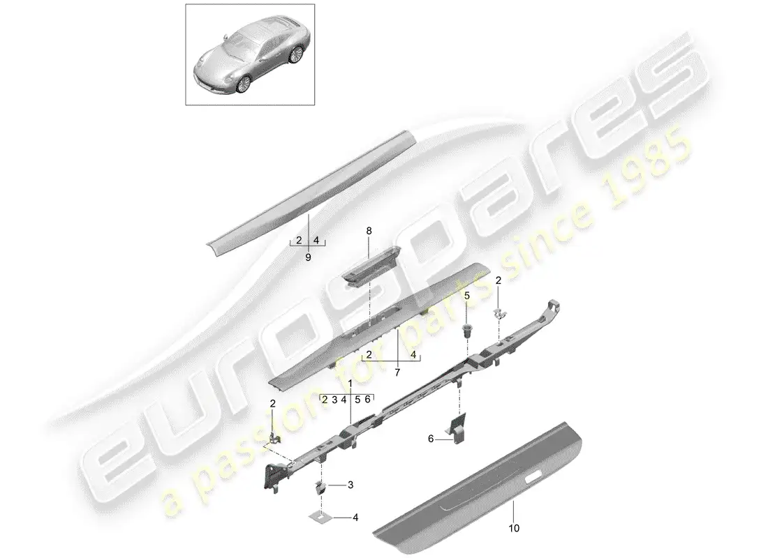 porsche 2020 (991-2) lining parts diagram