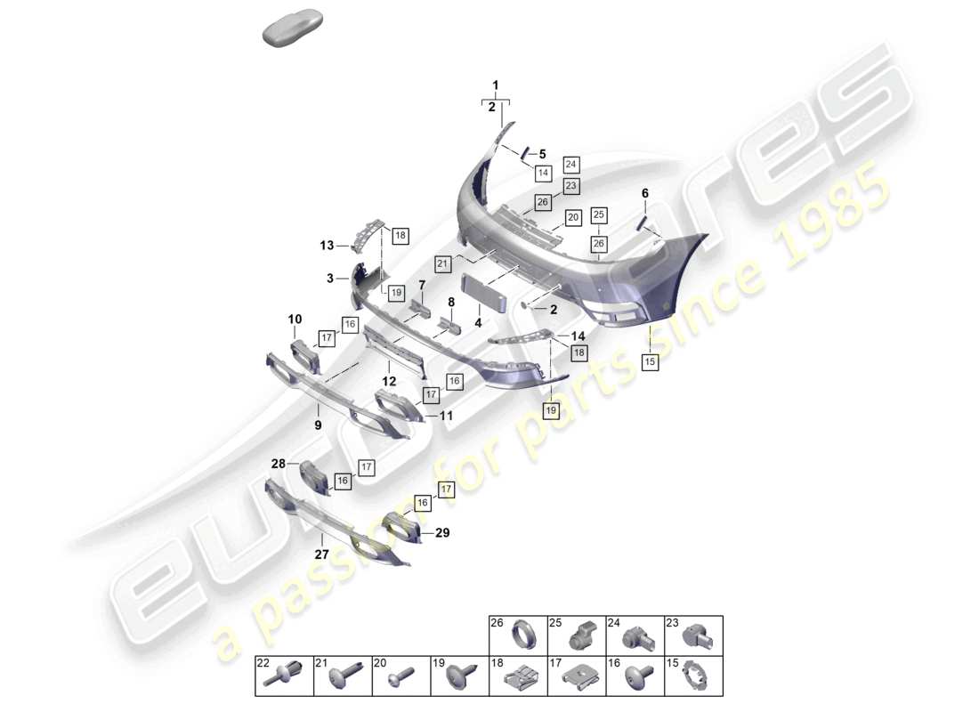 porsche 2024 (992-2) bumper rear part diagram