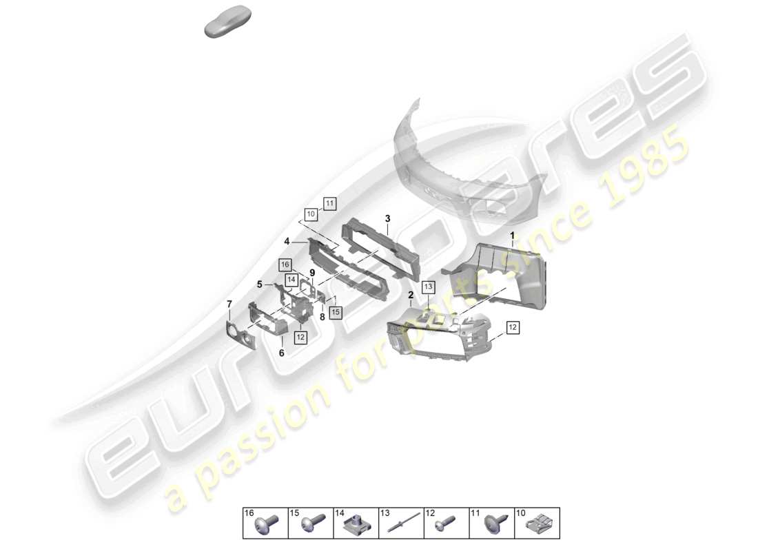 porsche 2024 (992-2) bumper front air guide and individual parts aerokit part diagram