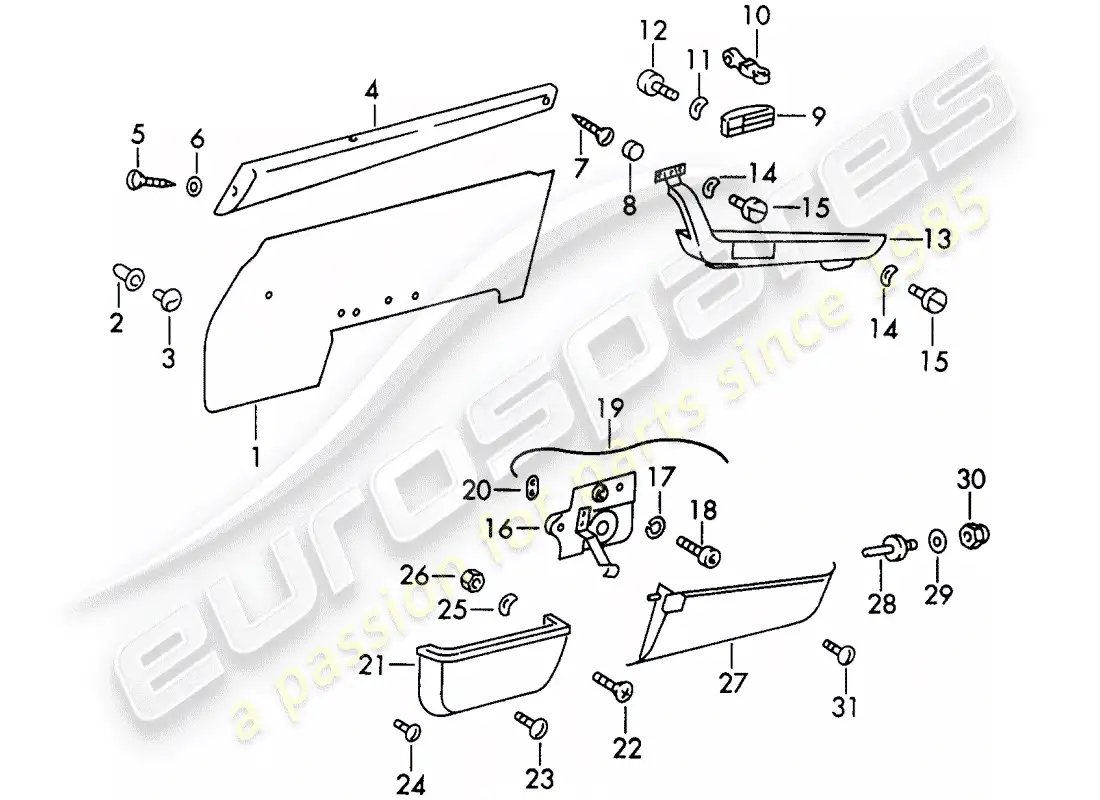 porsche 1966 (911/912) interior equipment - doors - d - mj 1969>> parts diagram