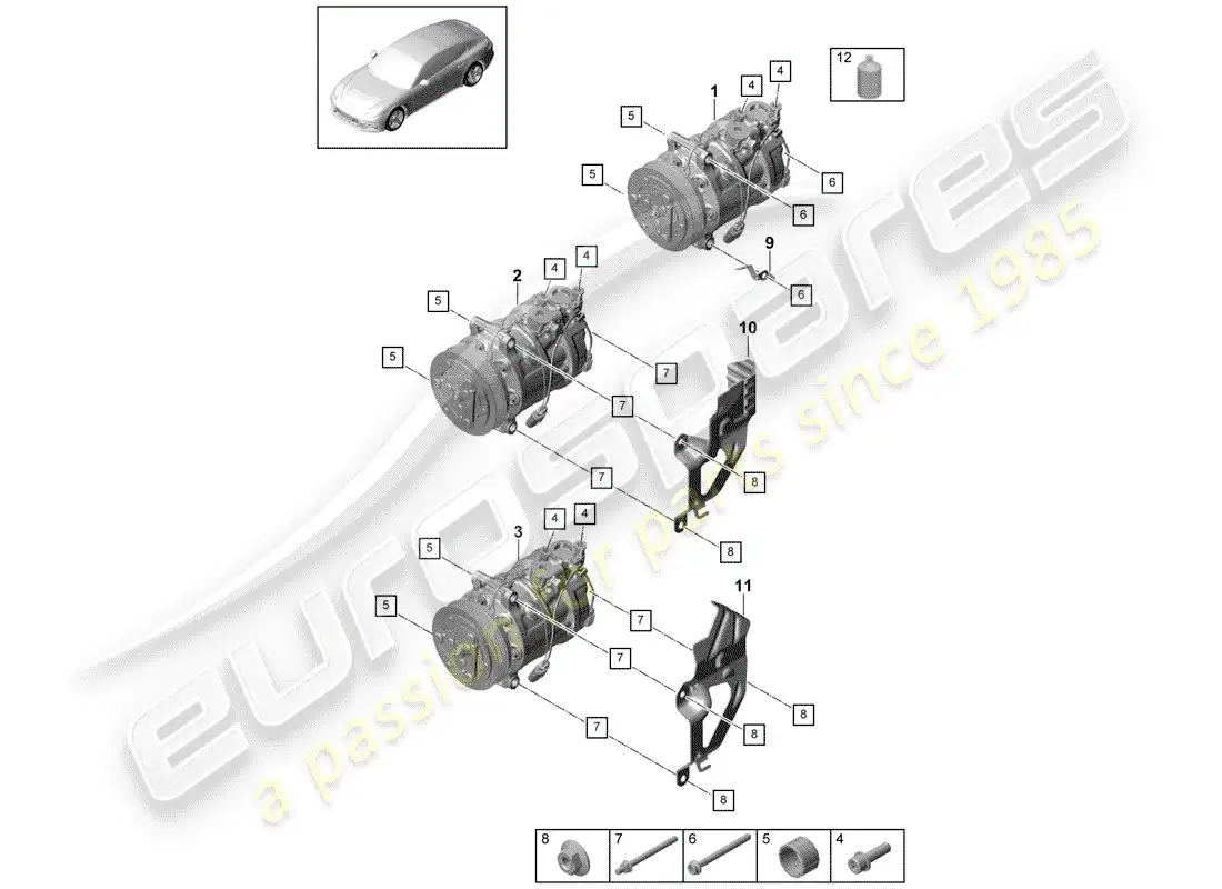 porsche 2017 (panamera 971-1) compressor part diagram