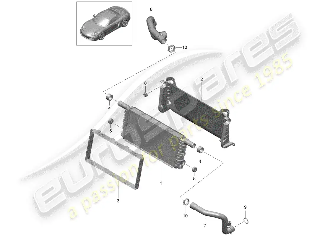 porsche 2015 (981 boxster) radiator parts diagram
