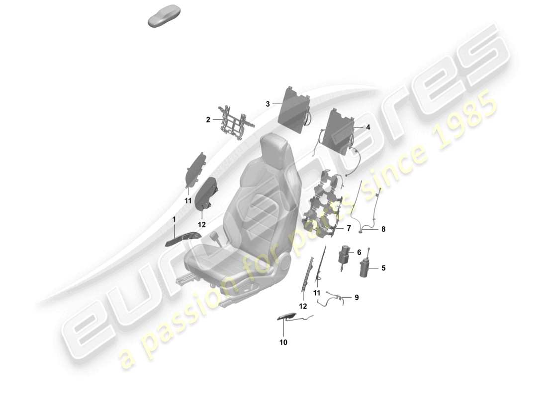 porsche 2025 (macan-e) pneumatic components for seat comfort seat sports seat part diagram
