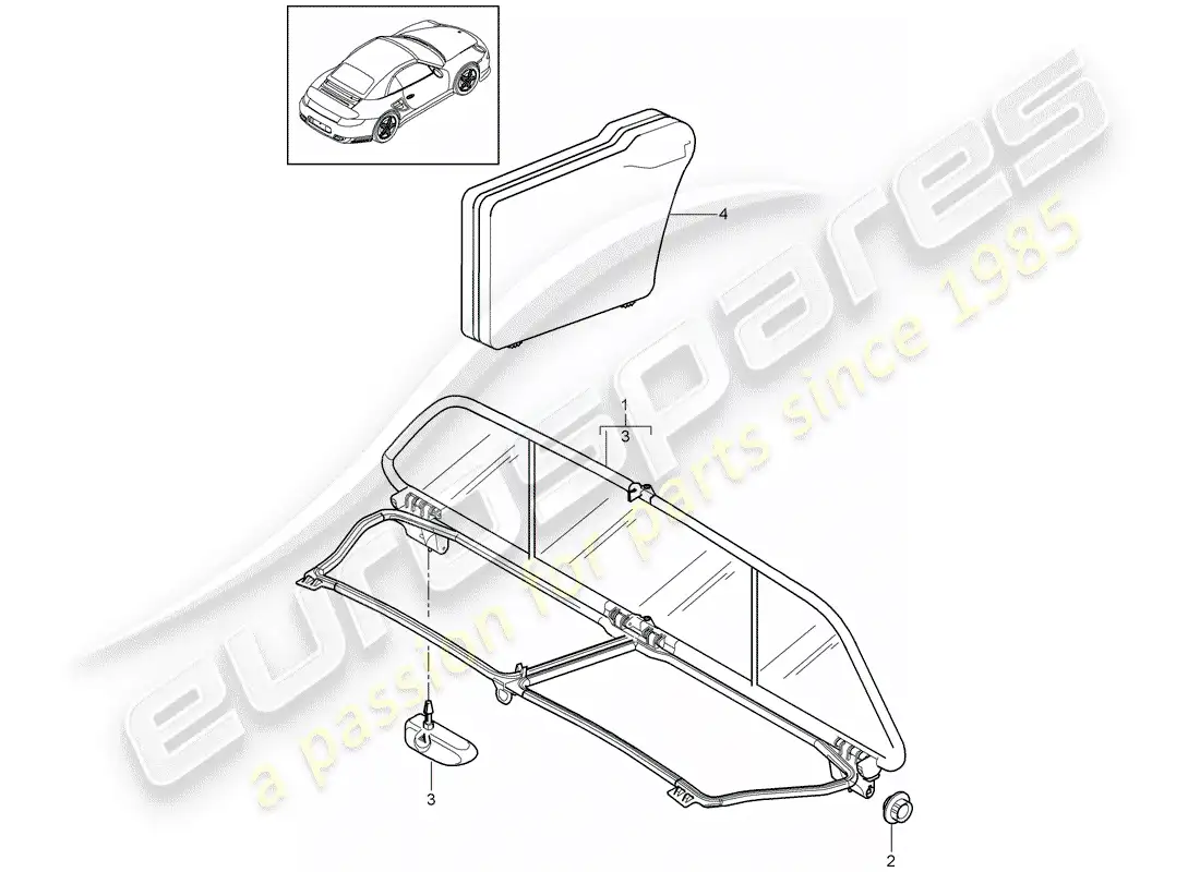 porsche 2013 (997-2 turbo / gt2 rs) windscreen parts diagram