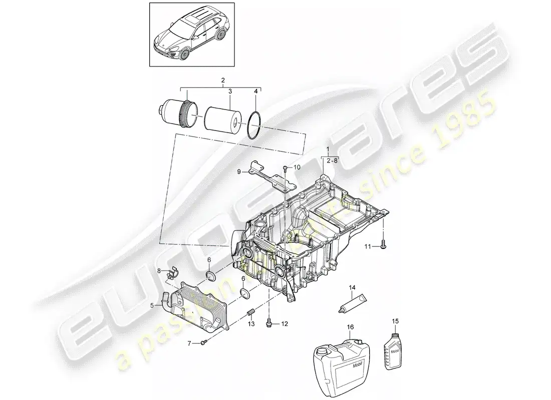 porsche 2014 (cayenne e2 92a) oil-conducting housing part diagram