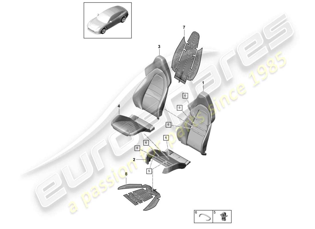 porsche 2021 (panamera 971-1) foam part seat cover sports seat without: ventilation component part diagram