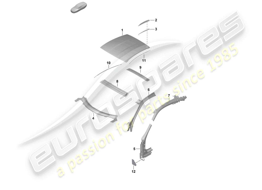 porsche 2026 (992-2 gt3/rs/st) roof a-pillar gt3rs part diagram