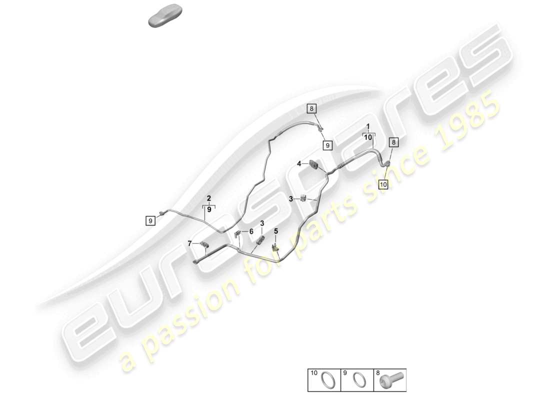 porsche 2020 (992-1 turbo / s) air conditioning rear refrigerant line part diagram