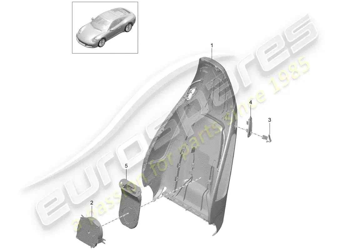 porsche 2018 (991-2) backrest shell parts diagram