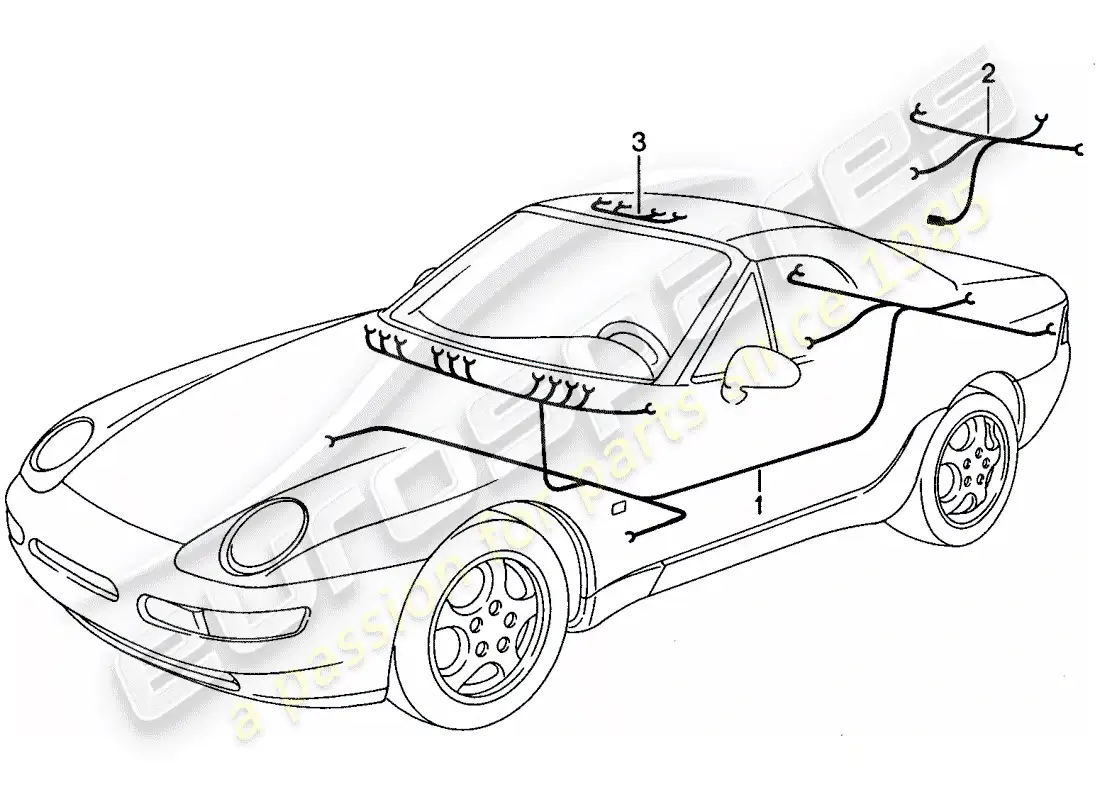 porsche 1994 (968) wiring harnesses - passenger compartment parts diagram