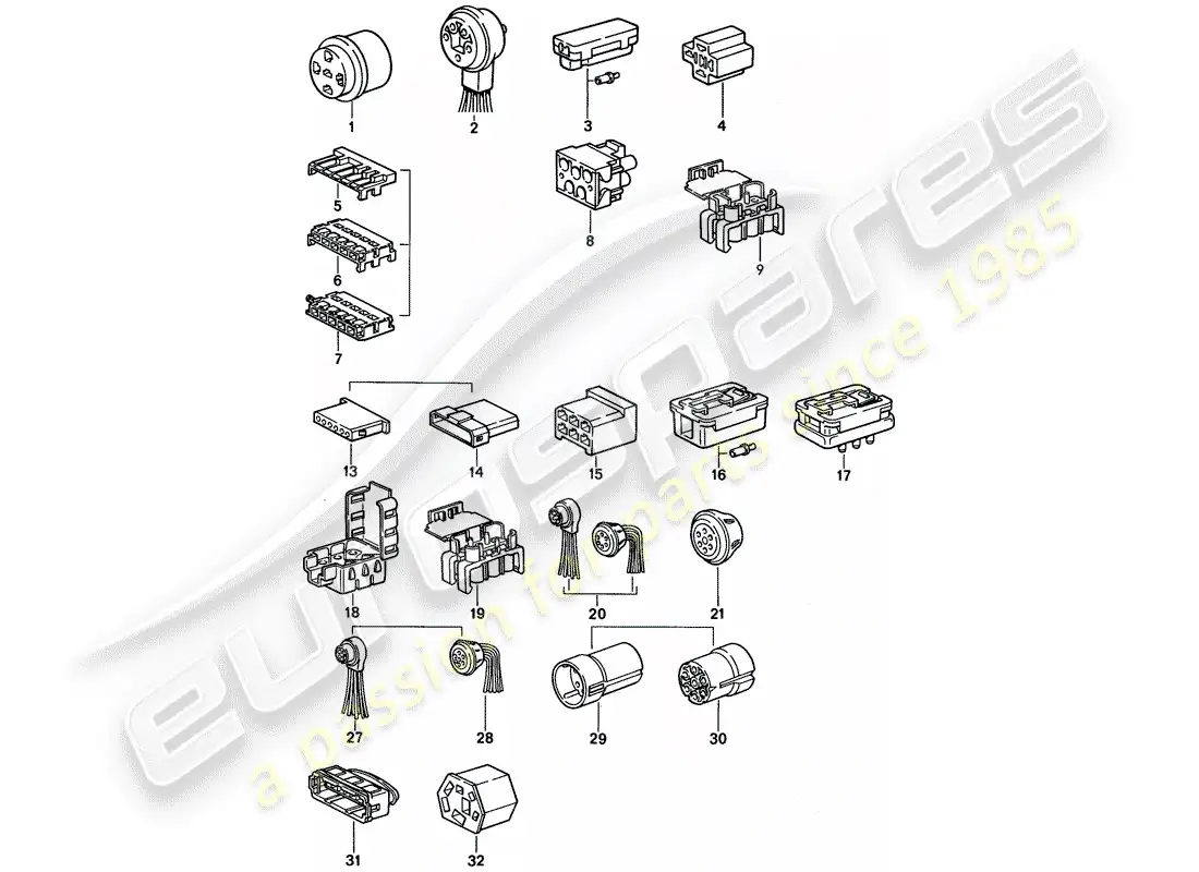 porsche 1994 (968) connector housing parts diagram