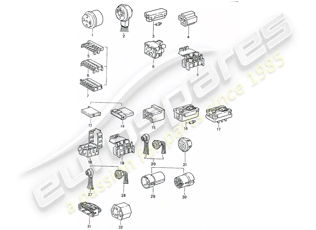 porsche 1994 (964) connector housing parts diagram