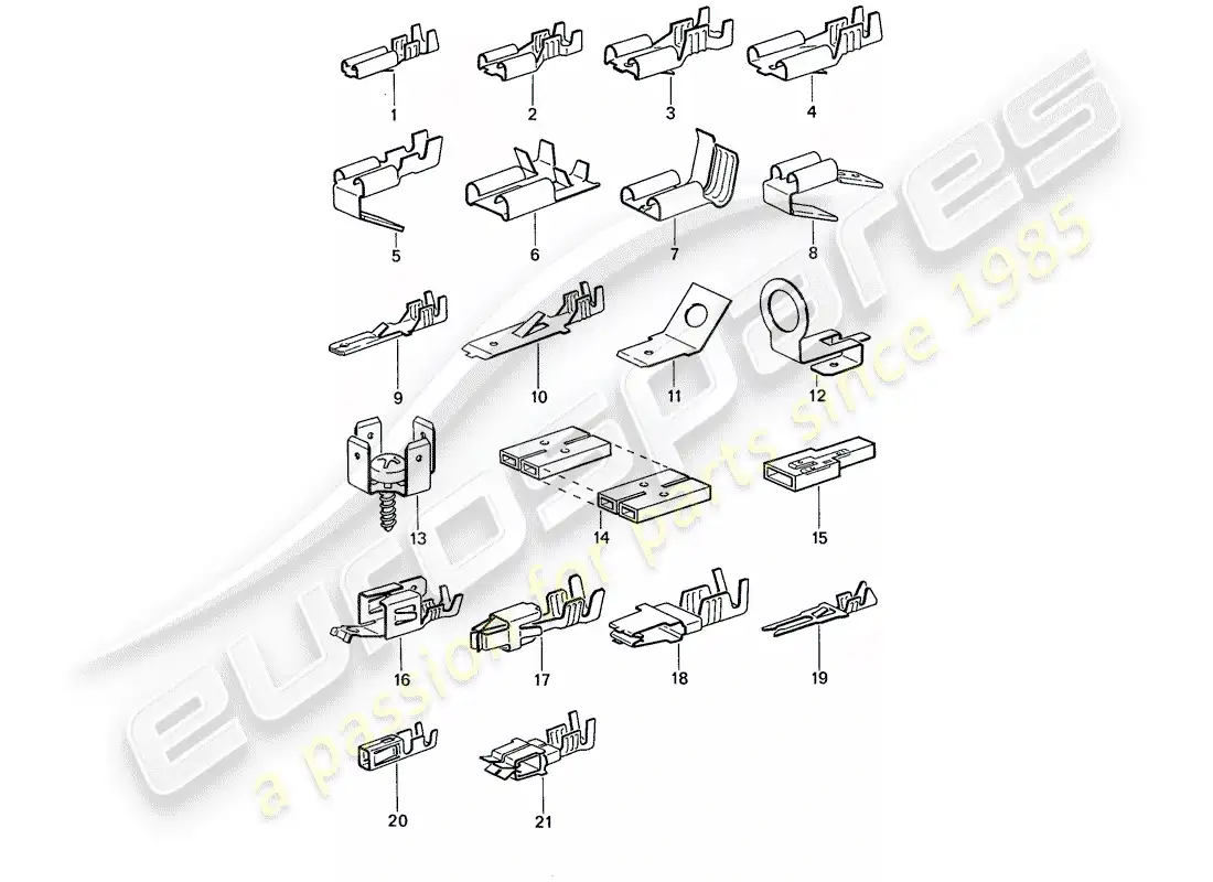 porsche 1991 (944) male blade terminal - push-on connector parts diagram