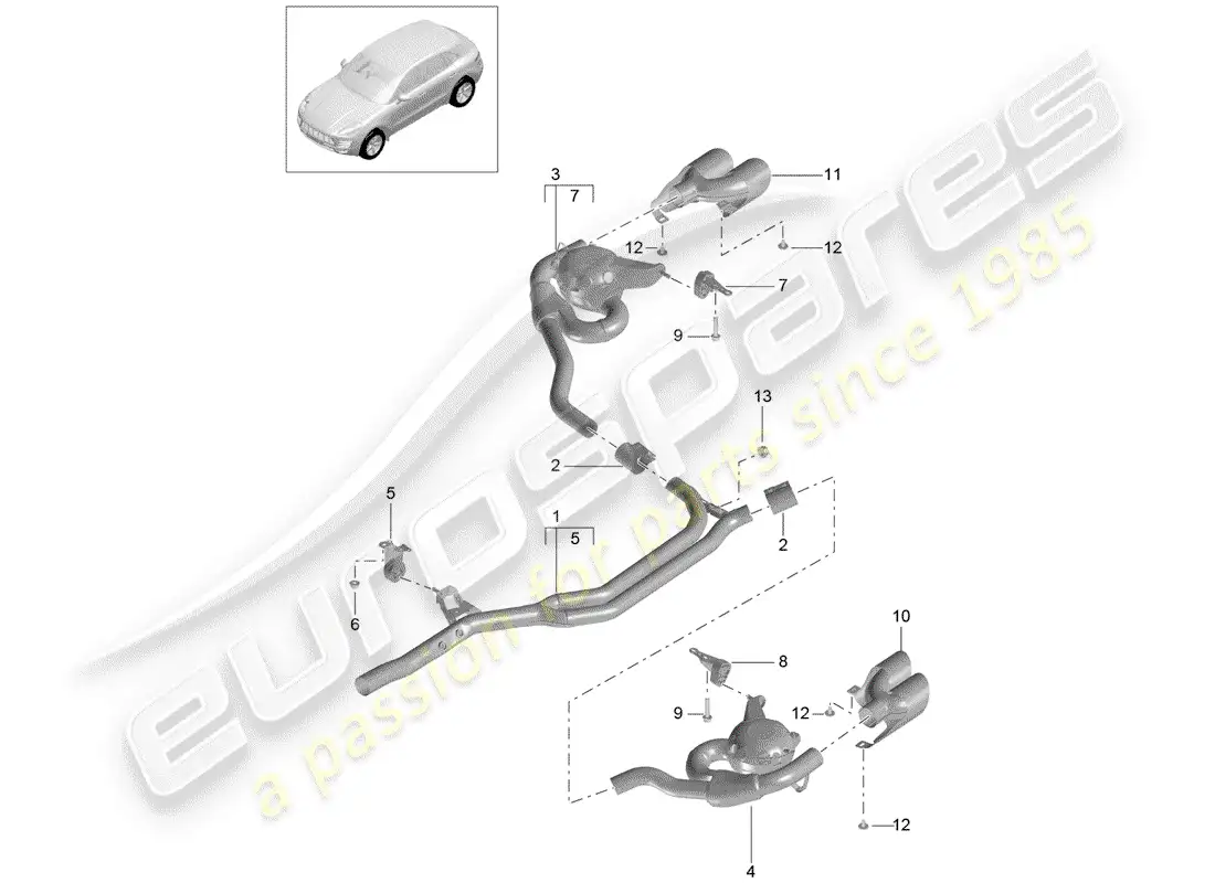 porsche 2016 (macan) exhaust system parts diagram