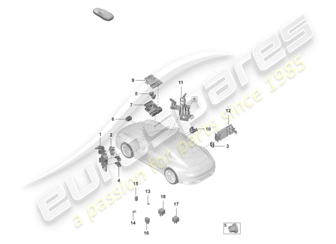 porsche 2022 (992-1) central electrics dashboard parts diagram