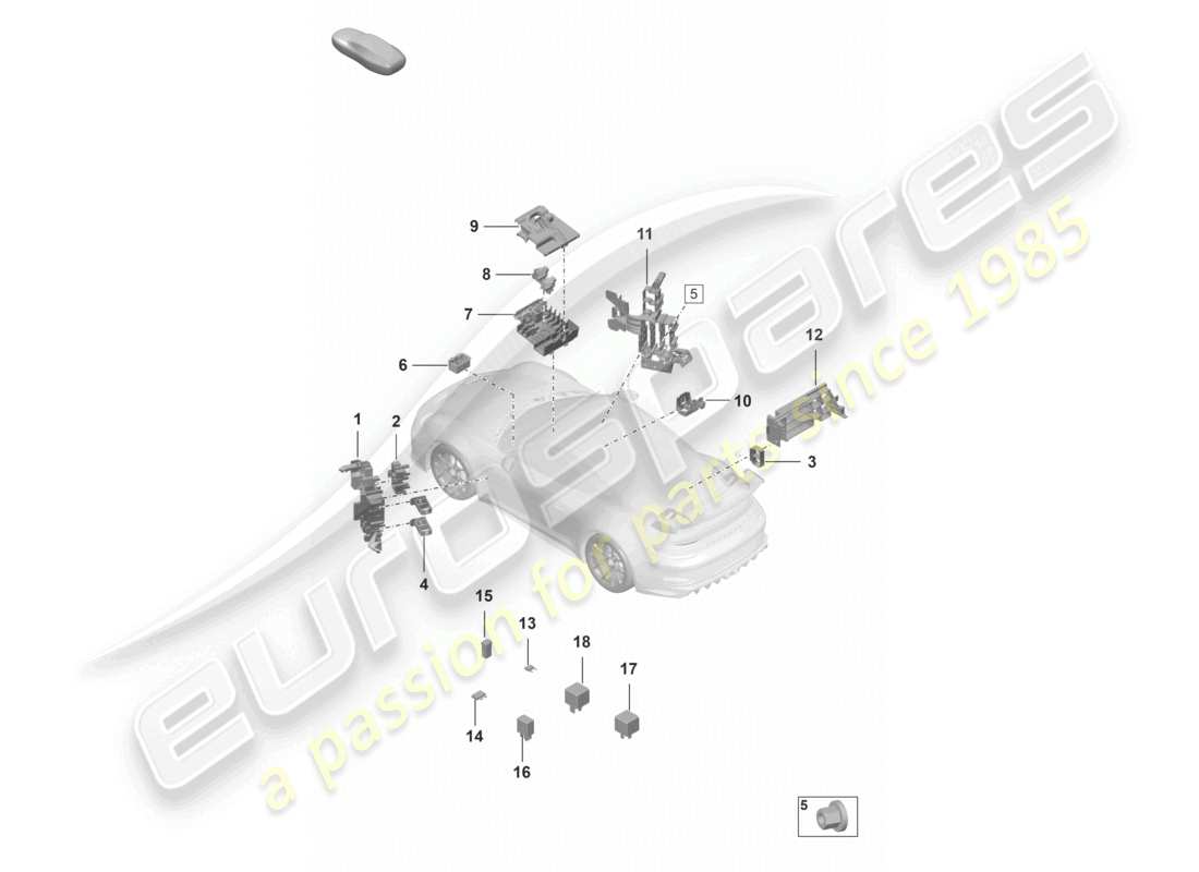 porsche 2025 (992-2 gt3/rs/st) central electrics dashboard part diagram