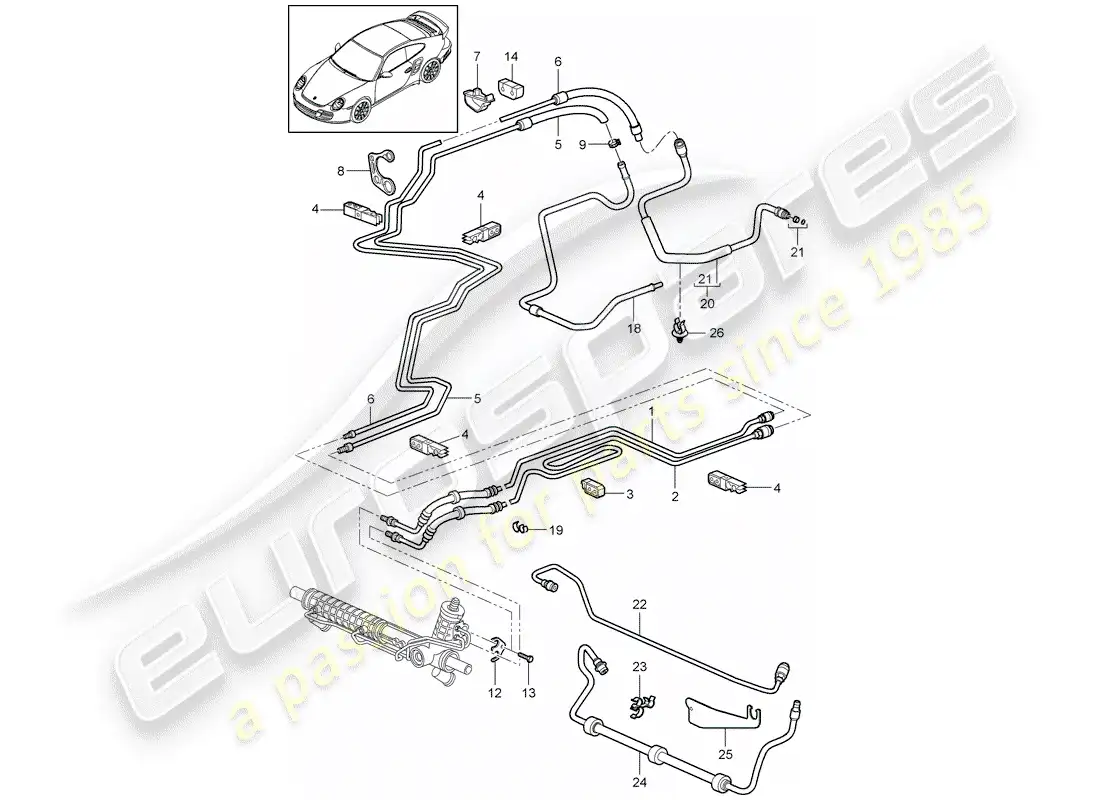 porsche 2012 (997-2 turbo / gt2 rs) power steering parts diagram