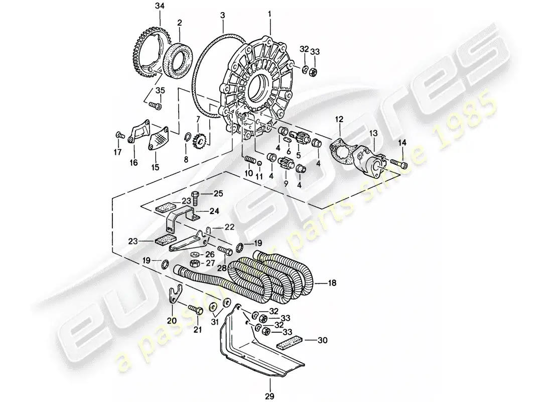 porsche 1984 (911) oil pump - and - oil cooling - for - transmission parts diagram
