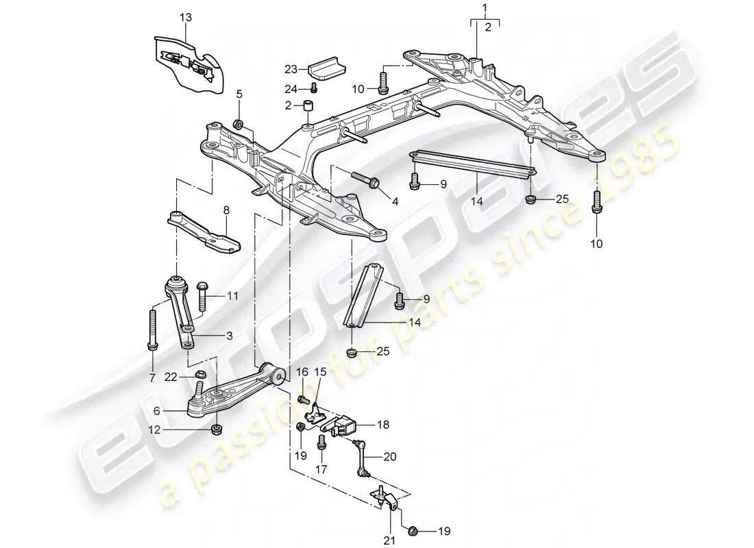porsche 2007 (997-1) cross member parts diagram