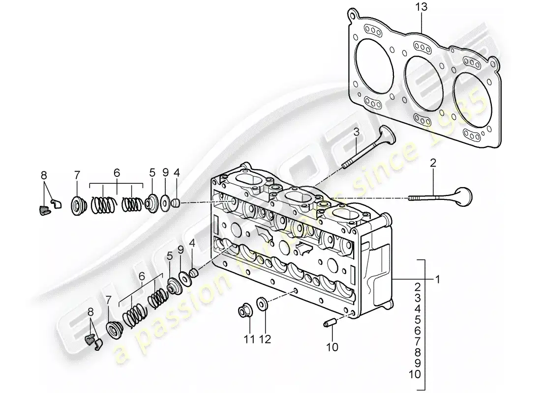 porsche 2011 (997-2 gt3) cylinder head parts diagram