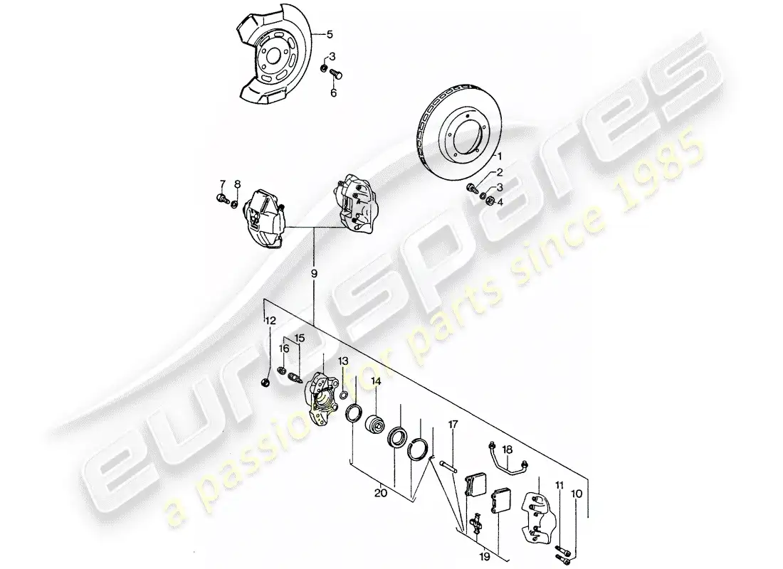porsche 1976 (911 turbo) disc brakes parts diagram
